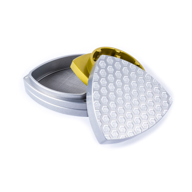 4-part-Grinder, Natural/Gold - "Honeycomb"