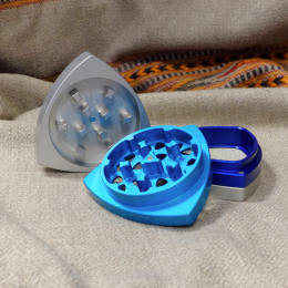 4-part-Grinder, Silvergrey/Turquoise/Blue/Silvergrey