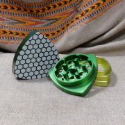 4-part-Grinder, Green/Limegreen "Honeycomb"